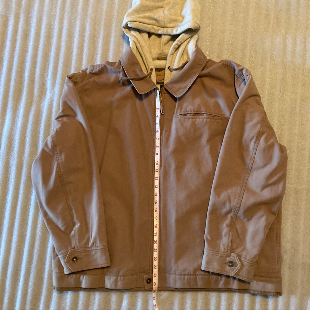 Men's Brown Hooded Jacket - Layered Workwear Style